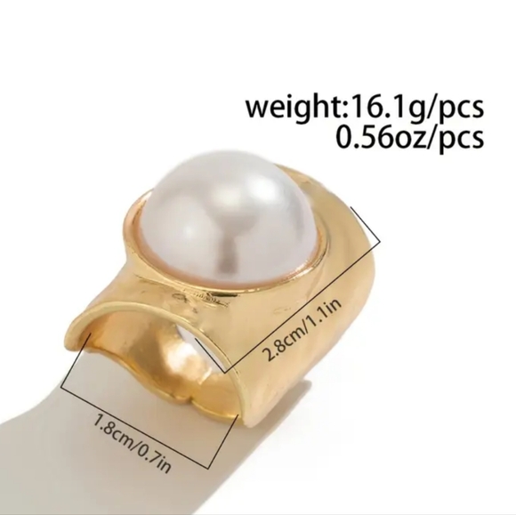 Elegant 18 Kt Gold Plated Pearl Ring - Picture 4 of 4